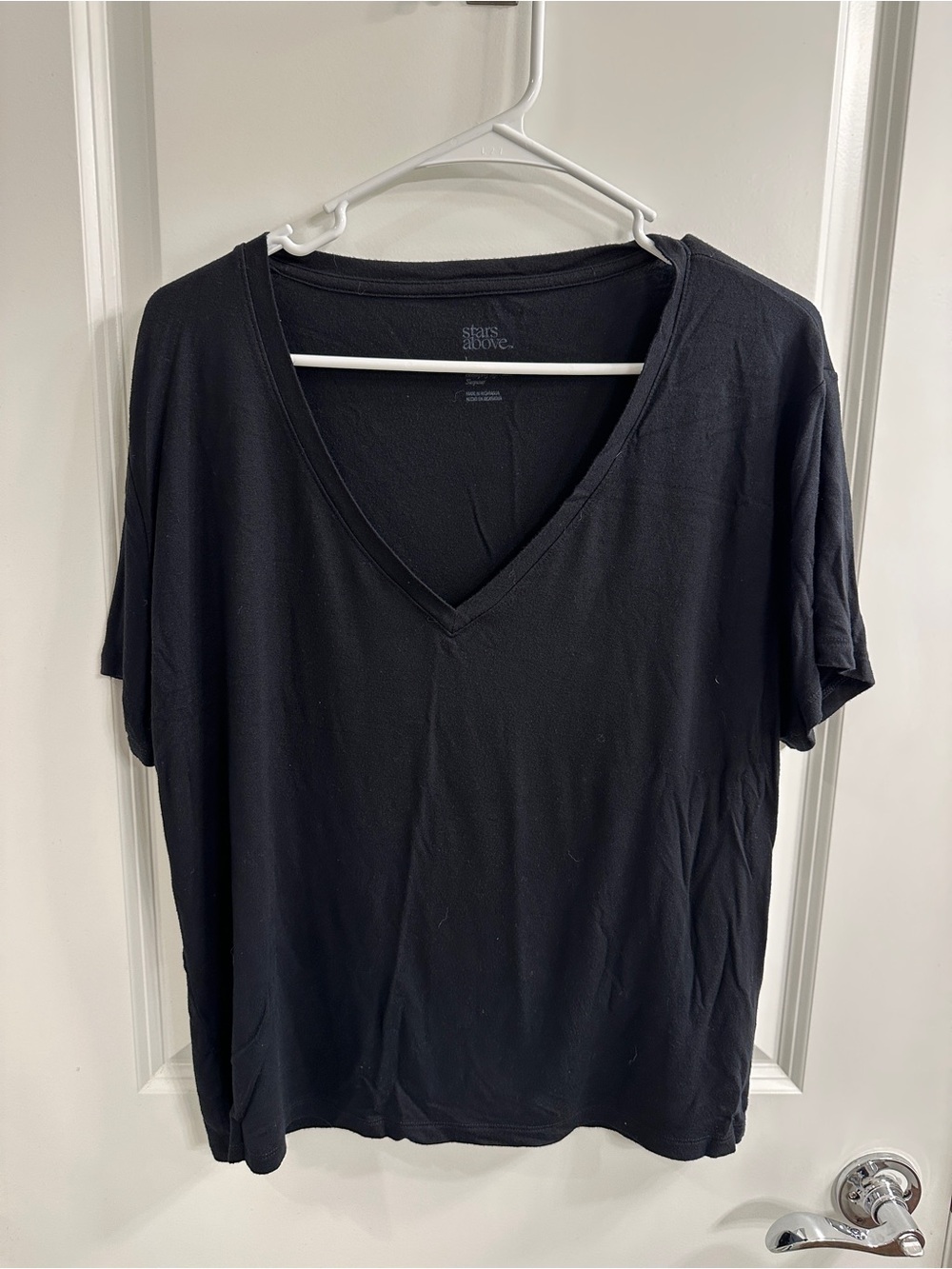 Stars Above Women’s Black V-Neck Short Sleeve Tee - women’s large